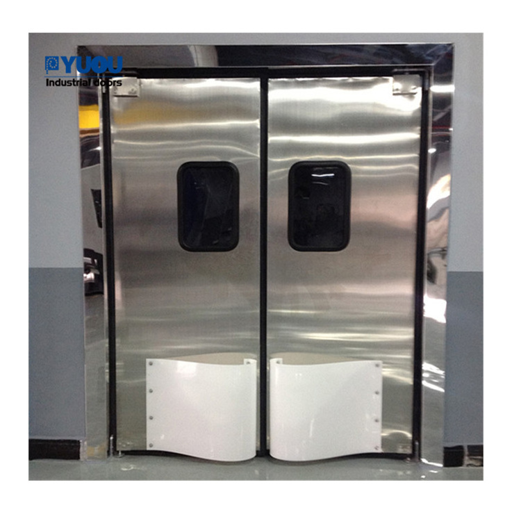 Automatic Closing Commerical Kitchen USed Screen Stainless Steel Traffic Impact Swing Door