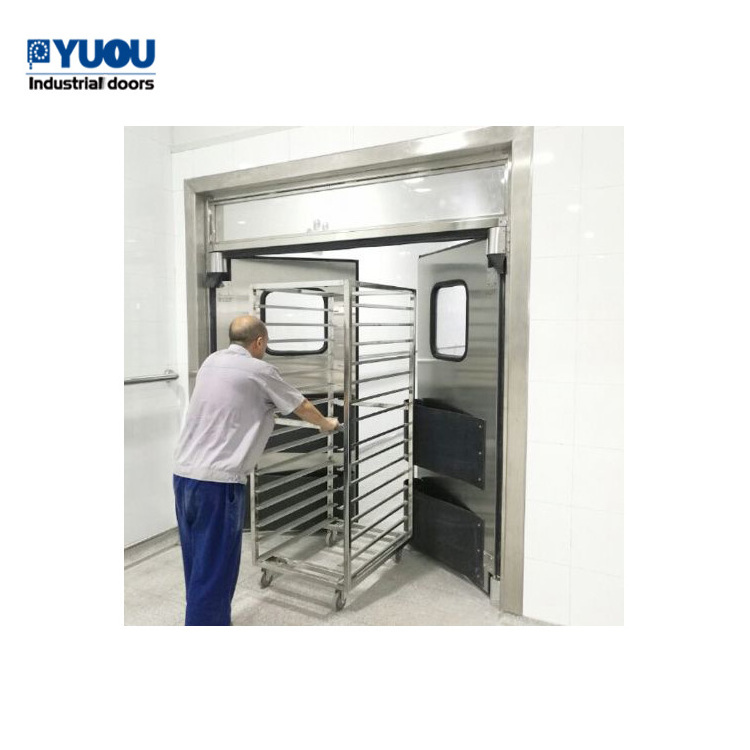 Automatic Closing Commerical Kitchen USed Screen Stainless Steel Traffic Impact Swing Door