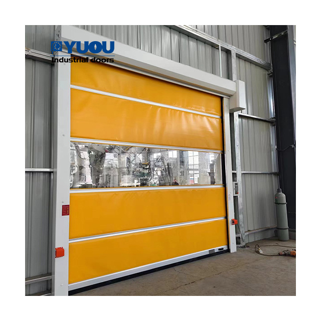 Automatic High Speed PVC Roller Shutter Fast Rolling Door with Horizontal clear Window rapid roll up door