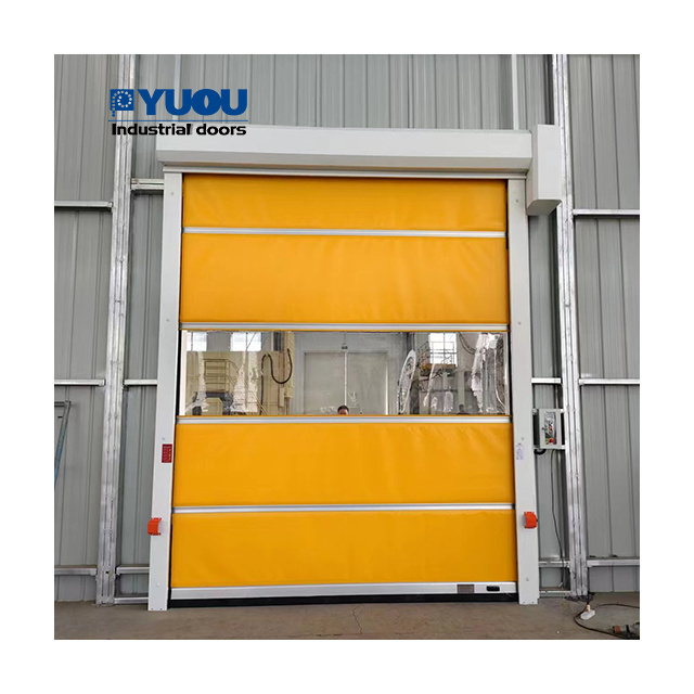 Automatic High Speed PVC Roller Shutter Fast Rolling Door with Horizontal clear Window rapid roll up door