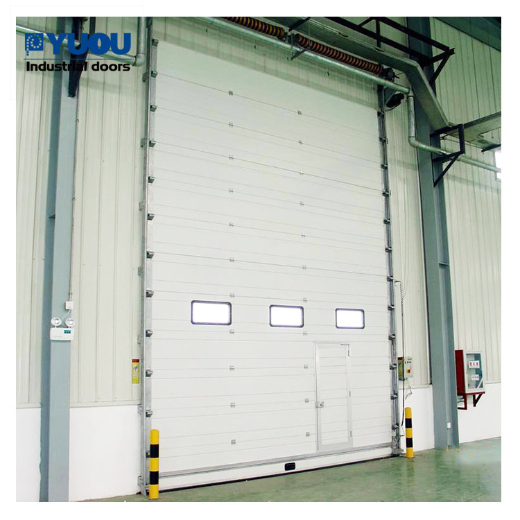 Sandwich Puerta Seccional Automatic Glass Metal Exterior Sectional Garage Roll up Steel Panels Doors for Warehouse or Logistics