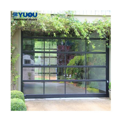 Top Manufacturer Automatic Aluminum Tempered Glass Full View Plexiglass Overhead Garage Doors