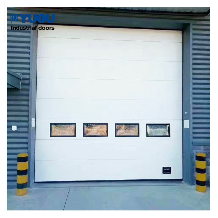 Sandwich Puerta Seccional Automatic Glass Metal Exterior Sectional Garage Roll up Steel Panels Doors for Warehouse or Logistics