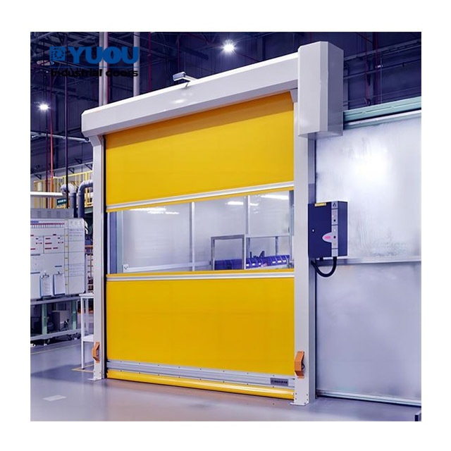 Automatic High Speed PVC Roller Shutter Fast Rolling Door with Horizontal clear Window rapid roll up door