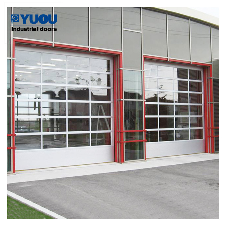 5 mm thick panel automotive 4 S store tempered perspective industrial vertical lift glass garage door