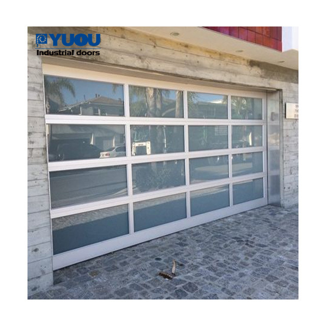 Full View Customized Low Prize Aluminum roller shutter Glass Industrial Sectional Garage Doors