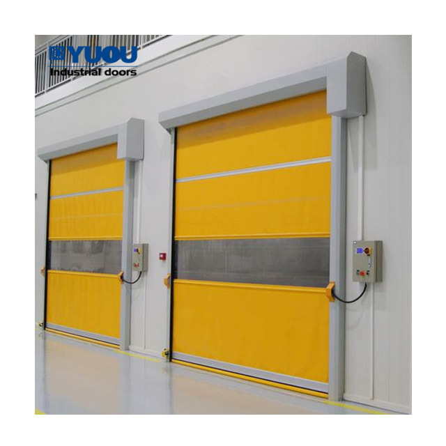 Automatic High Speed PVC Roller Shutter Fast Rolling Door with Horizontal clear Window rapid roll up door