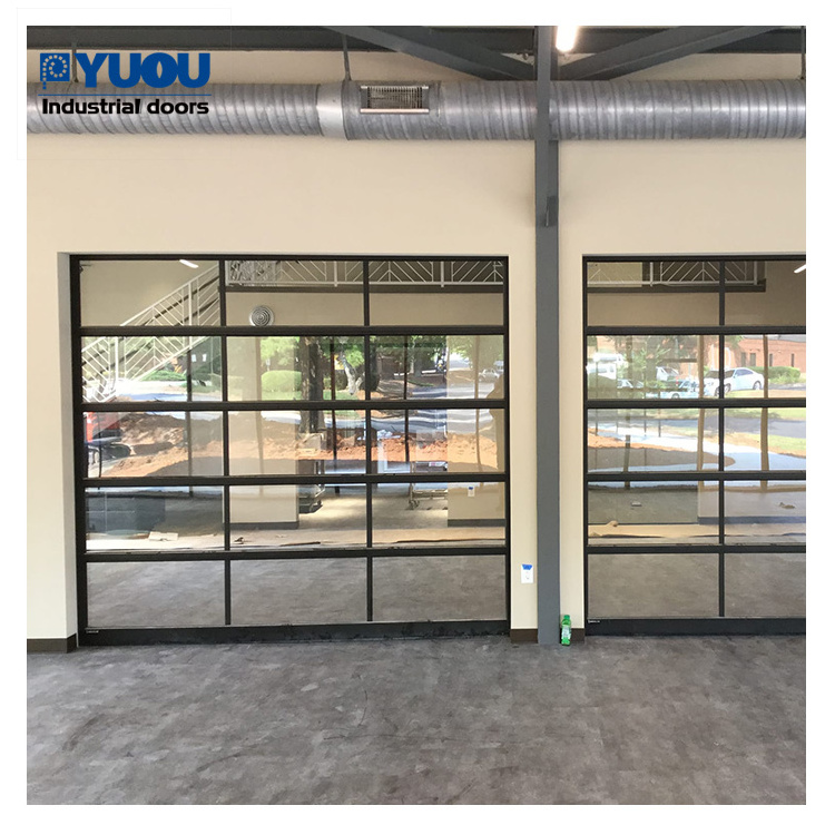 5 mm thick panel automotive 4 S store tempered perspective industrial vertical lift glass garage door