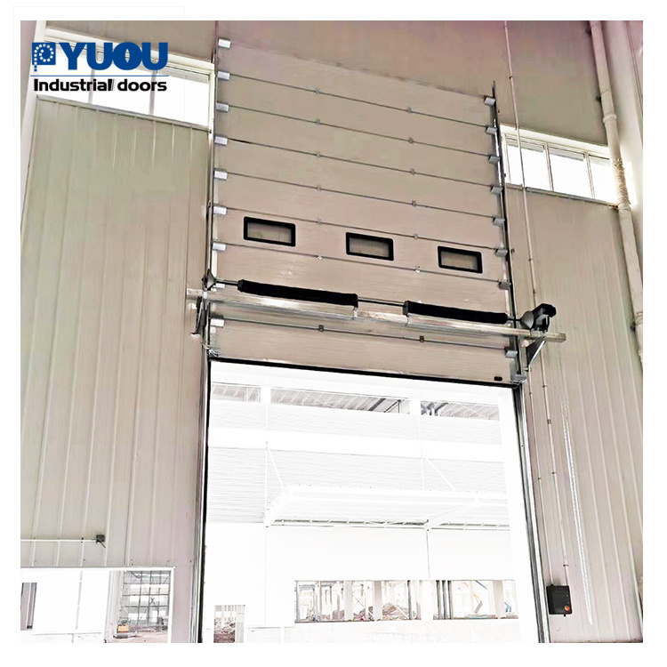 Sandwich Puerta Seccional Automatic Glass Metal Exterior Sectional Garage Roll up Steel Panels Doors for Warehouse or Logistics