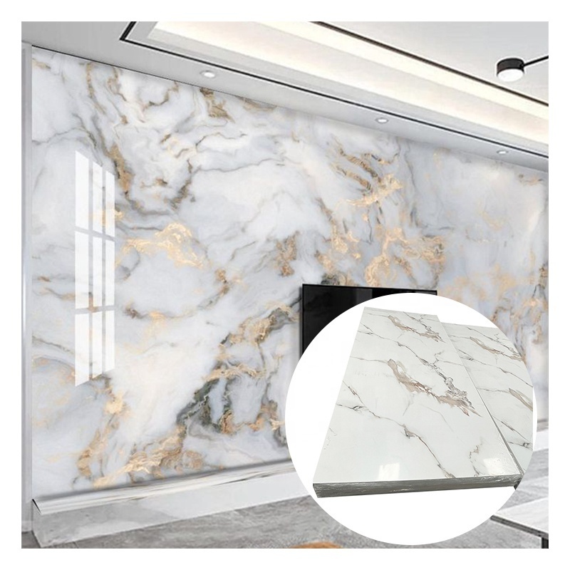 Eco-Friendly Glossy Marble PVC Wall Panel Waterproof UV Printing PVC Marble Sheet