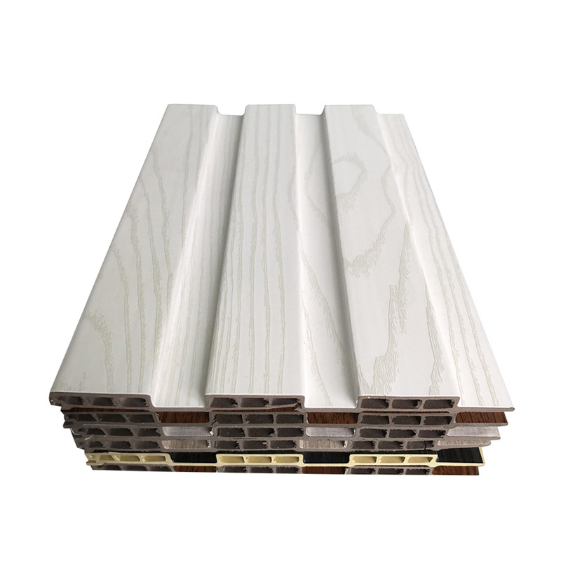 Price high quality white marble wood fence accessories wpc fluted wall panels with lights