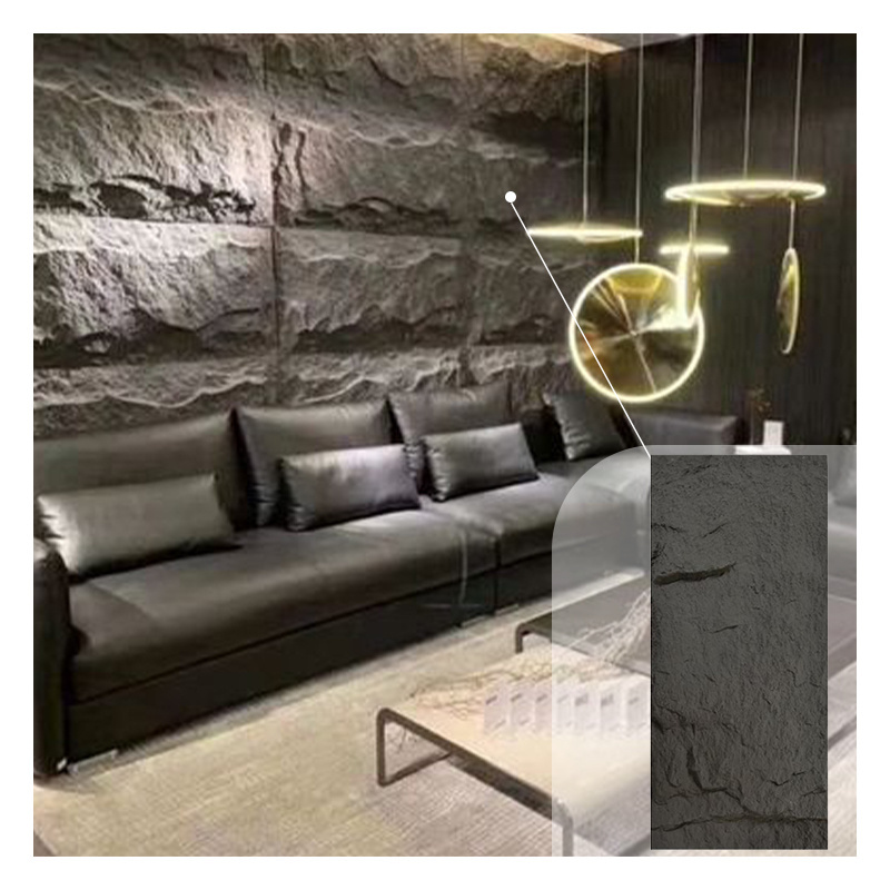 Pu faux stone pillar panel stone column wraps panels round artificial moon pu stone panel wall