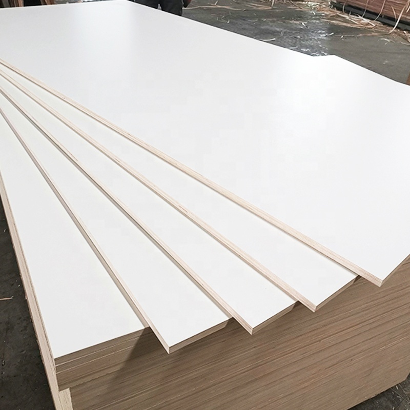 High gloss 1220x2440mm white color melamine plywood for furniture and cabinet