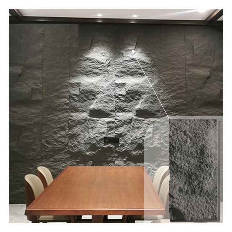 Pu faux stone pillar panel stone column wraps panels round artificial moon pu stone panel wall