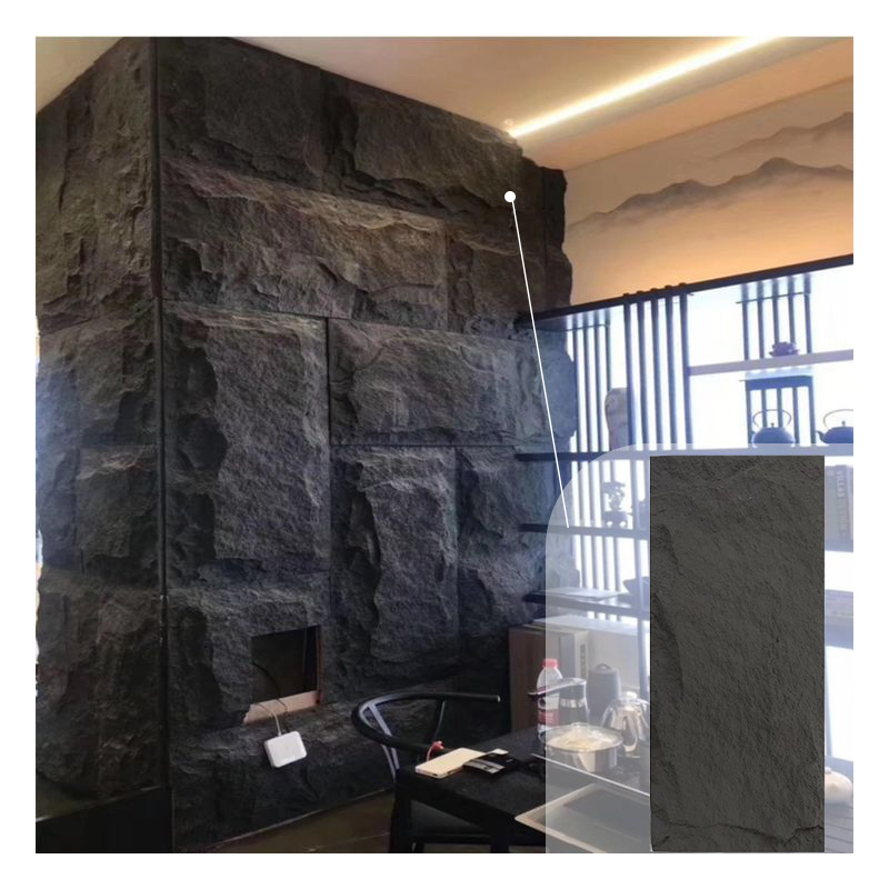 Pu faux stone pillar panel stone column wraps panels round artificial moon pu stone panel wall