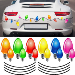 Reflective Christmas Car Magnets Set Xmas Holiday Christmas Lights Bulb Magnet Set for Xmas Holiday Winter Party Car