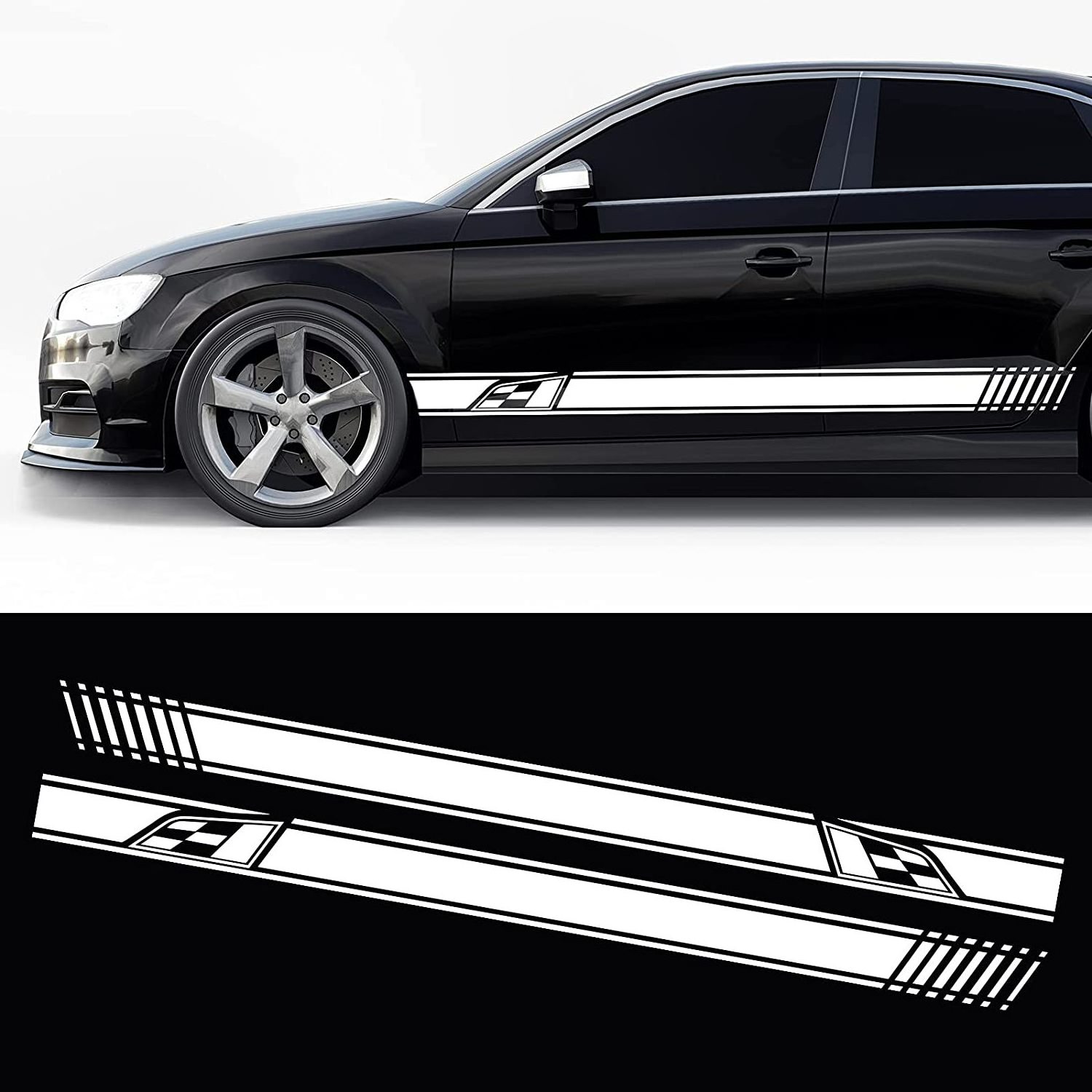 Auto Racing Body Side Stripe 2pcs Reflective Carbon Fiber car Decor Vinyl Stickers Bumper Window Auto Decor tattoo car sticker