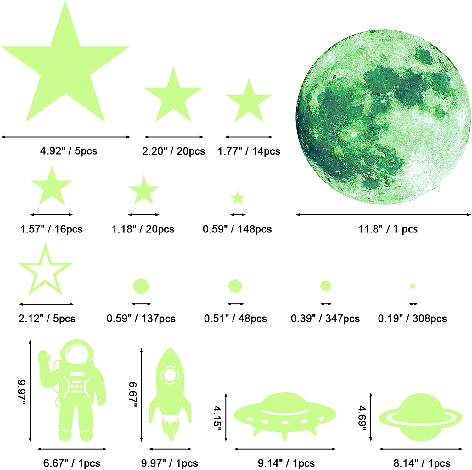 Custom Luminous sticker Glow In Dark Stickers Stars For Ceiling Planets Solar System Galaxy Space Nursery Wall Stickers Rocket