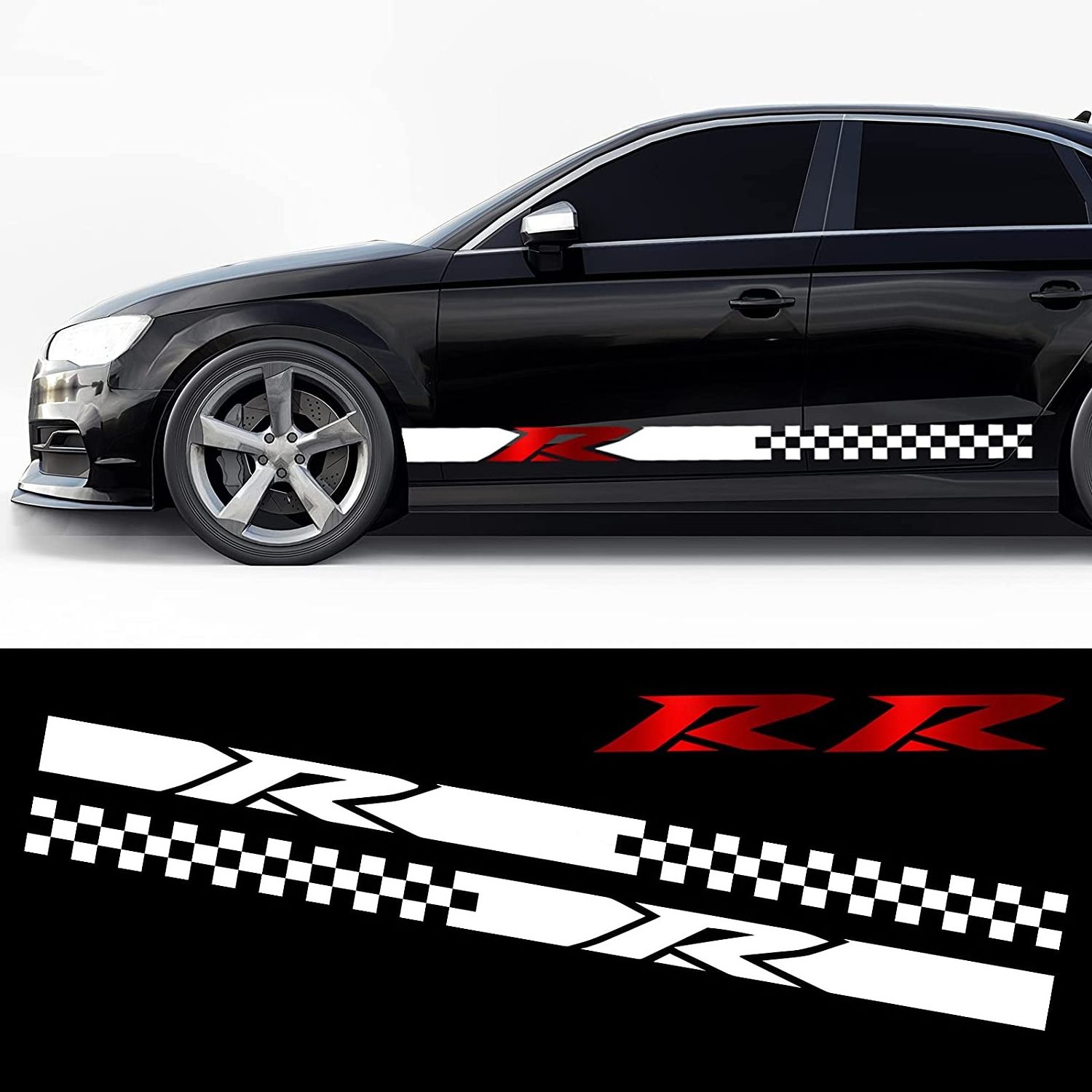 Auto Racing Body Side Stripe 2pcs Reflective Carbon Fiber car Decor Vinyl Stickers Bumper Window Auto Decor tattoo car sticker