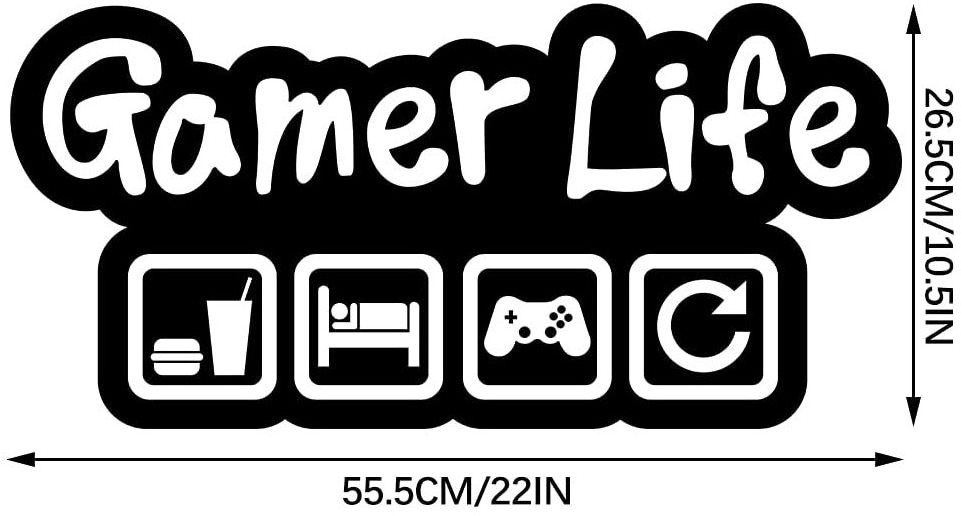 Custom Gamer Life Wall Decal, Removable Game Poster Wall Decoration, Vinyl DIY Sticker Mural Sets for Teen Kids Boys Bedroom