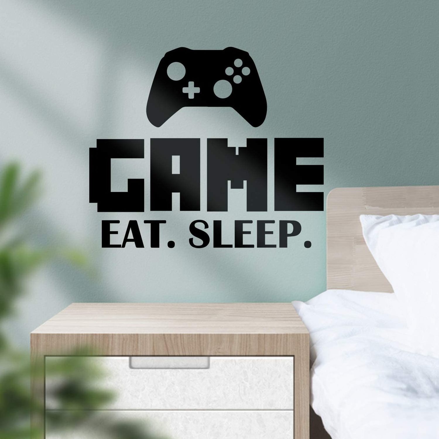 Custom Eat Sleep Play Wall Decal with Game Boy Decal Wall Sticker, Vinyl Art Design Sticker Wall for Home, Playroom Bedroom