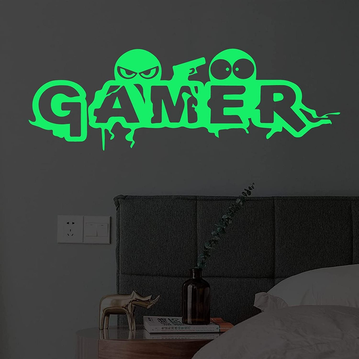 Custom Game Wall Decals in The Dark Stickers, Glowing Gaming Sticker Children Video Game Room Wall Art Mural for Boys