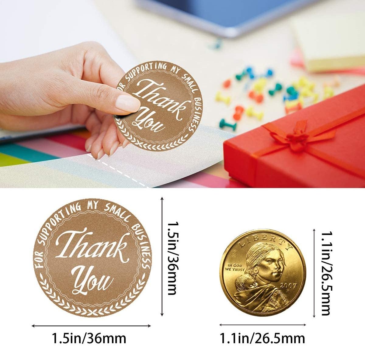 500 pcs thank you for supporting my small business sticker and thank you cards stickers, thank you label roll