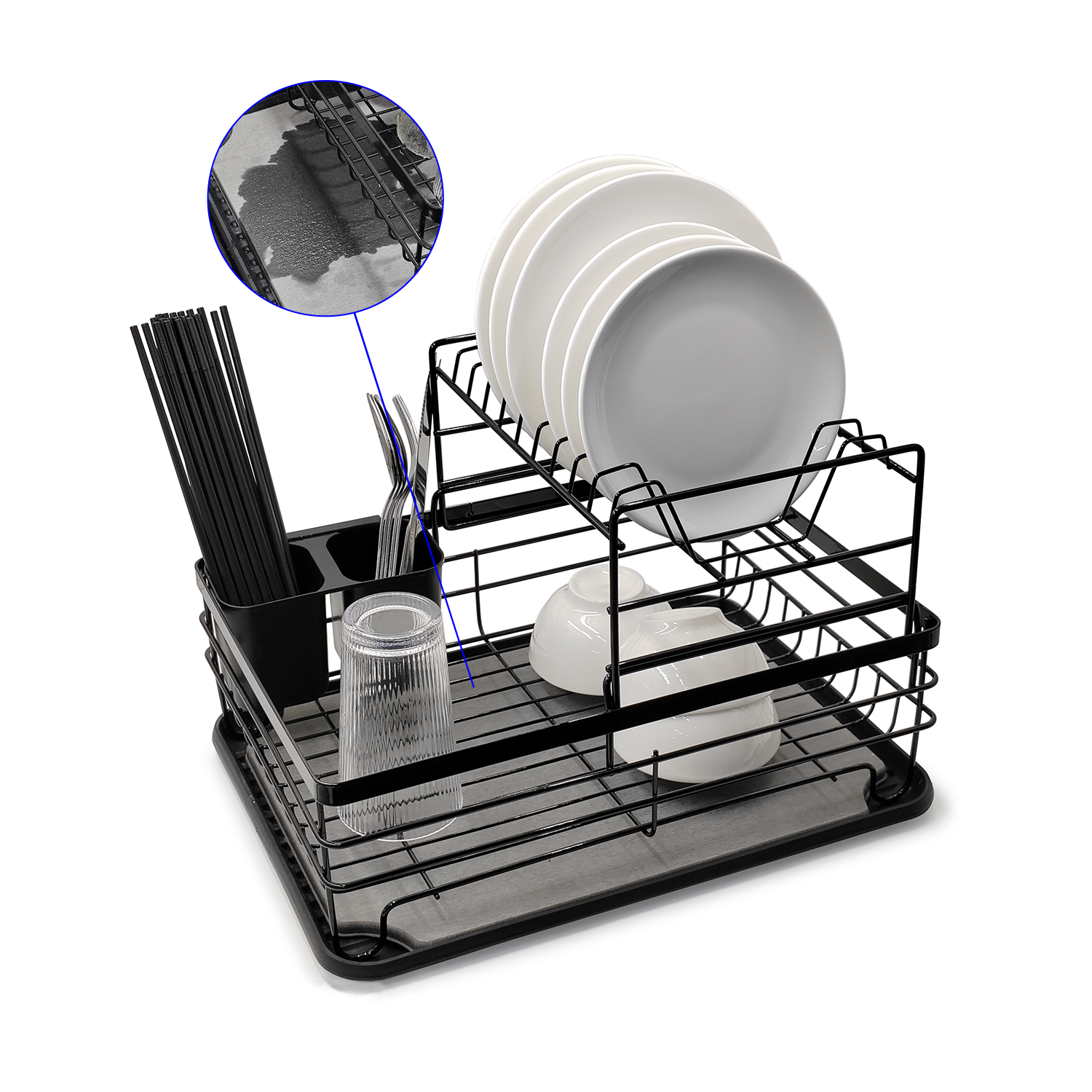 Large Capacity Dish Drainer Rack Stainless Steel Over the Sink Dish Drying Rack for Kitchen Organizer with Diatom mud mat