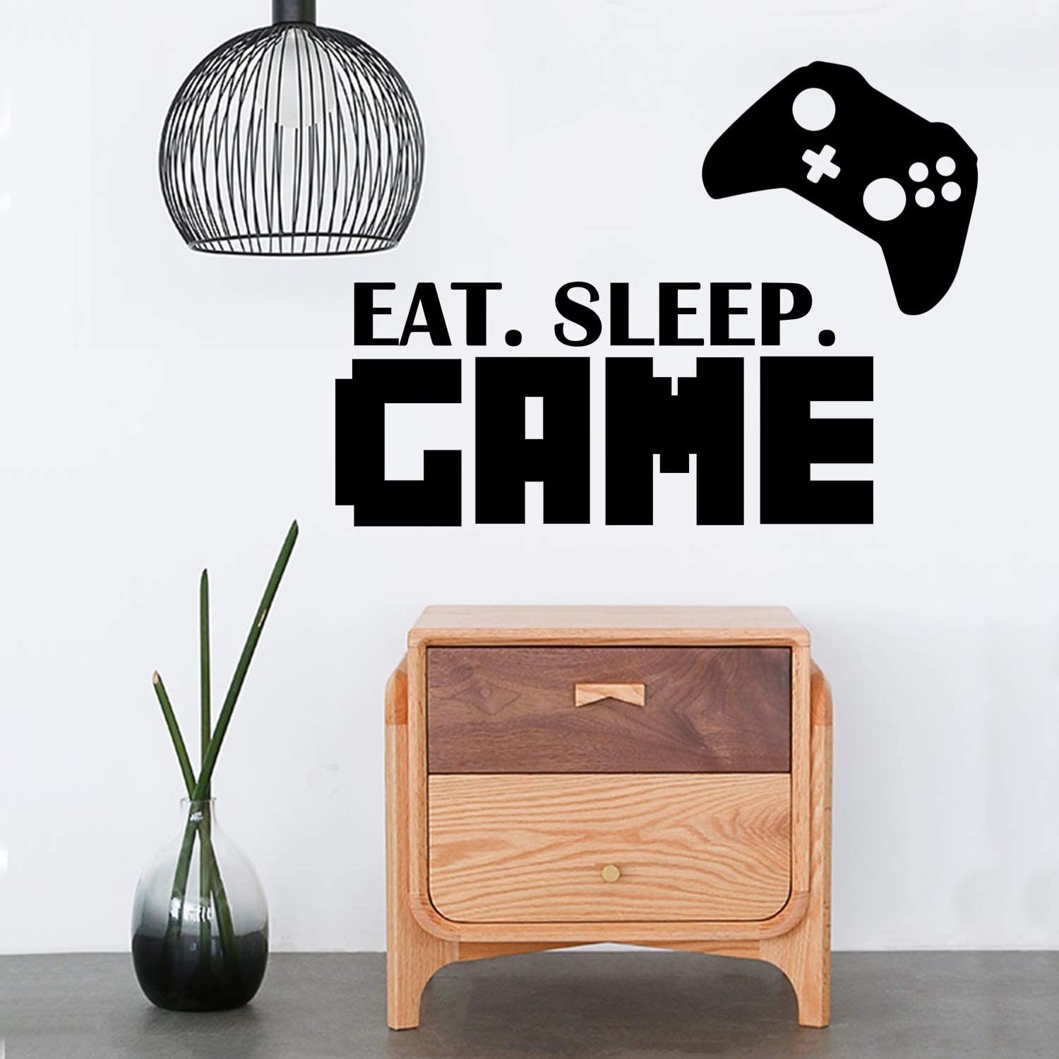 Custom Eat Sleep Play Wall Decal with Game Boy Decal Wall Sticker, Vinyl Art Design Sticker Wall for Home, Playroom Bedroom