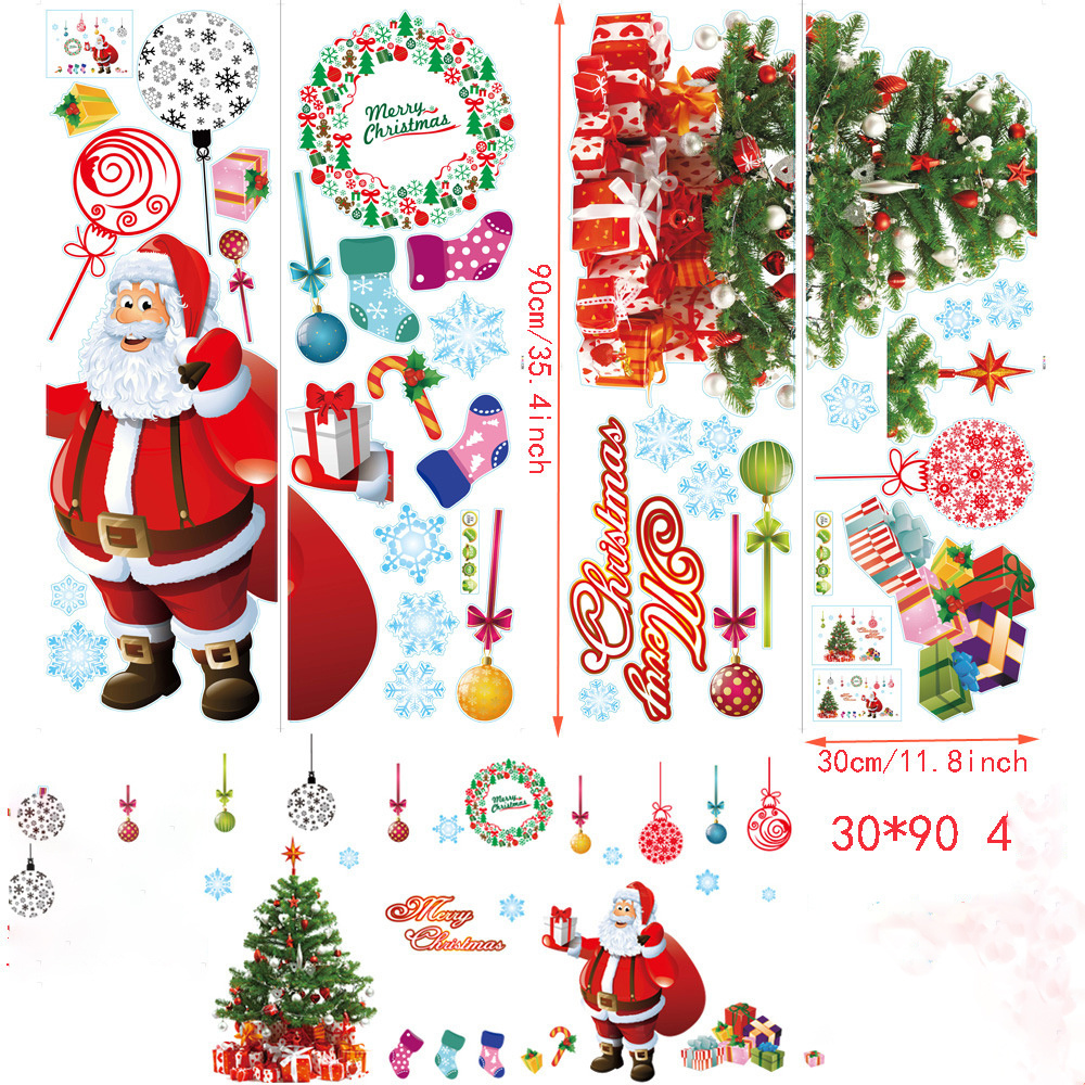 4pcs Christmas Snowflake Wall Sticker Decoration Pvc Stickers Christmas Glass Window Static Cling Stickers