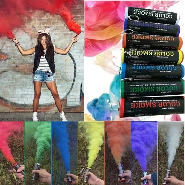 Low MOQ Wholesale Color Smoke Bomb Fireworks Gender Reveal Wedding Party Smoke Bombs For Photography Props Fireworks