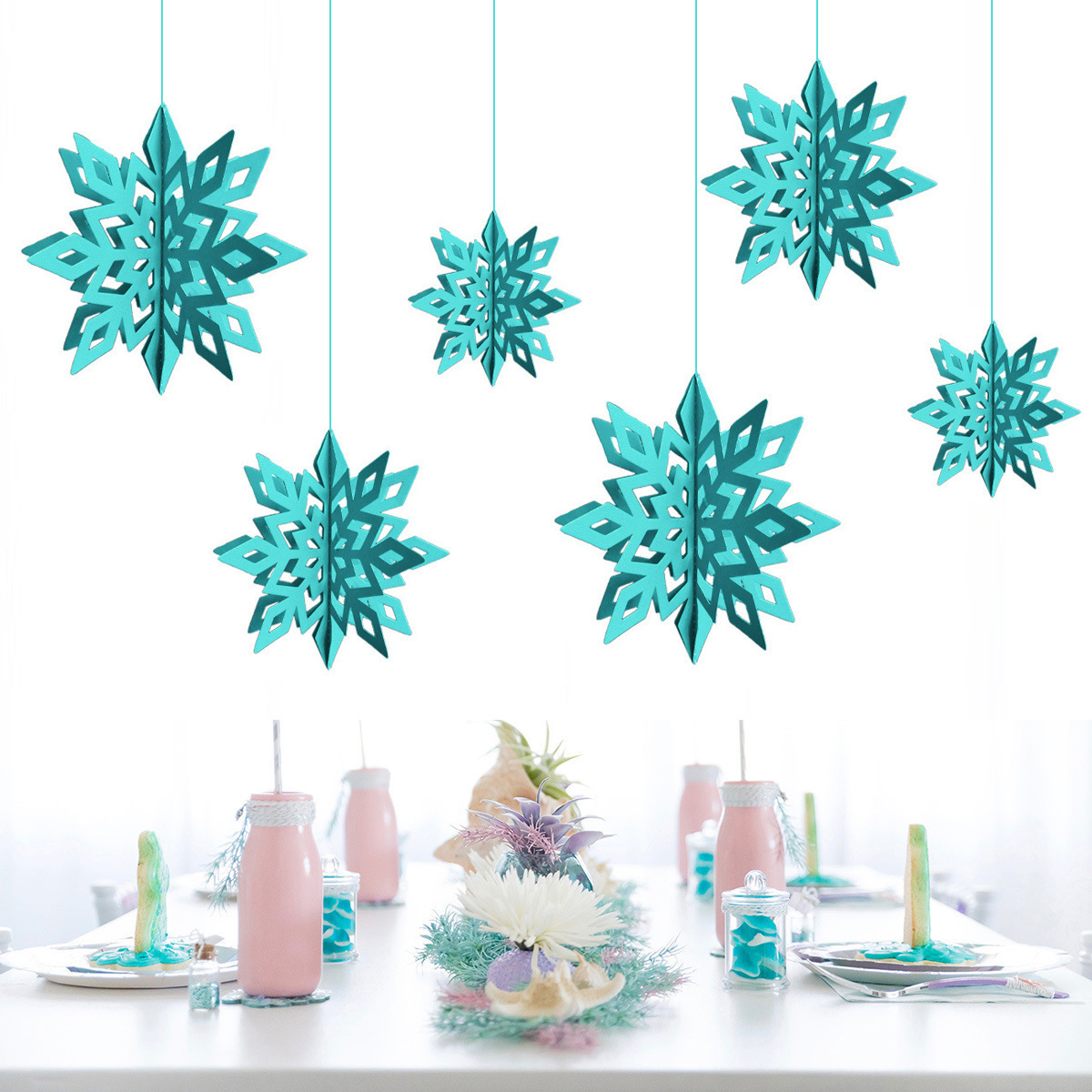 Christmas Hanging Decorations 3D White Snowflake Paper Garland For Christmas New Year Winter Home Party Decoration