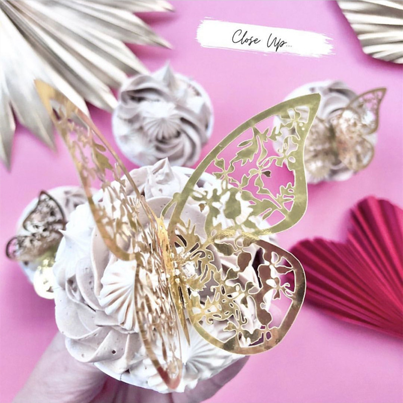 New Arrival Paper Double Layer Pearl Butterflies 3D For Cake Decorating Cake Topper Butterfly Decorations For Cake