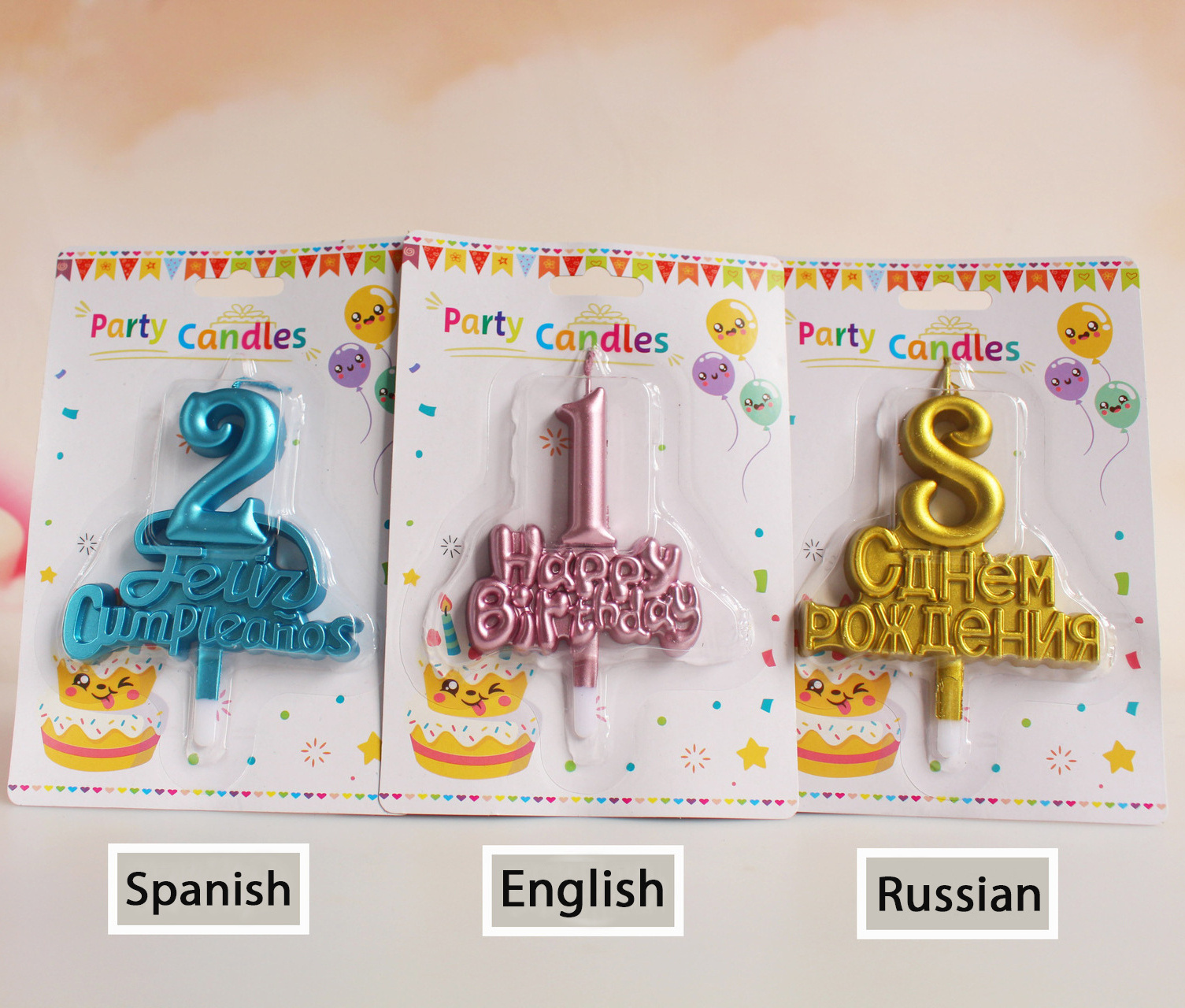 New Gold-plated Color 0-9 Number Letters Happy Birthday Candles Creative Kids Week-old Cake Topper Birthday Fire Candle