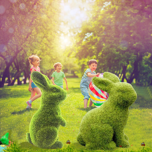 2023 New Artificial Plant Green Flocking Easter Bunny High Quality Easter Garden Decorations