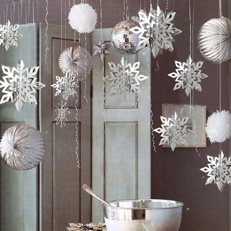 Christmas Hanging Decorations 3D White Snowflake Paper Garland For Christmas New Year Winter Home Party Decoration