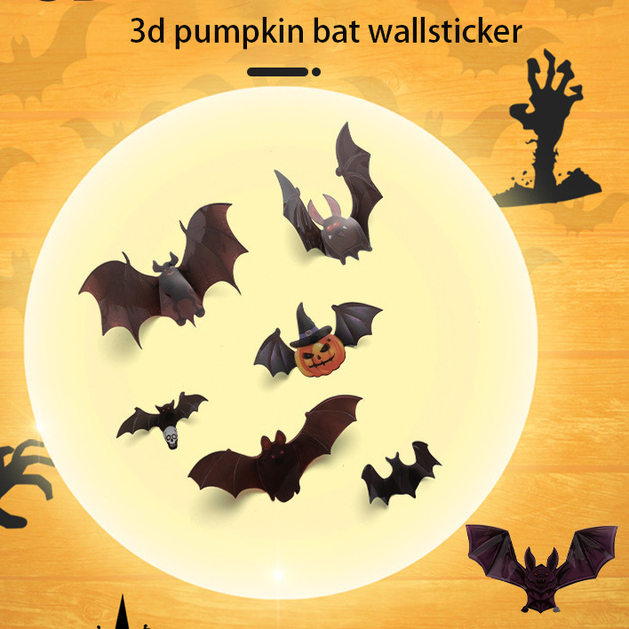 Hot Selling PVC Halloween 3d Bat Wall Stickers Sets Halloween Bat Decorations