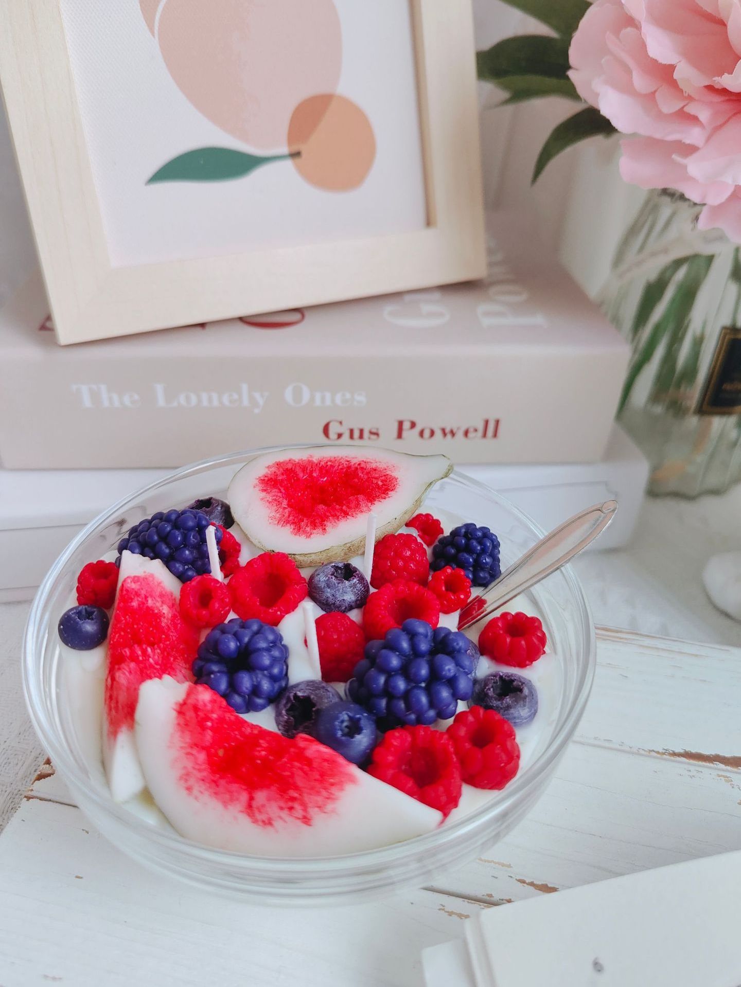 2023 High quality soy wax candle fruit yogurt creative ice cream nuts luxury scented candles handmade simulation cereal bowl