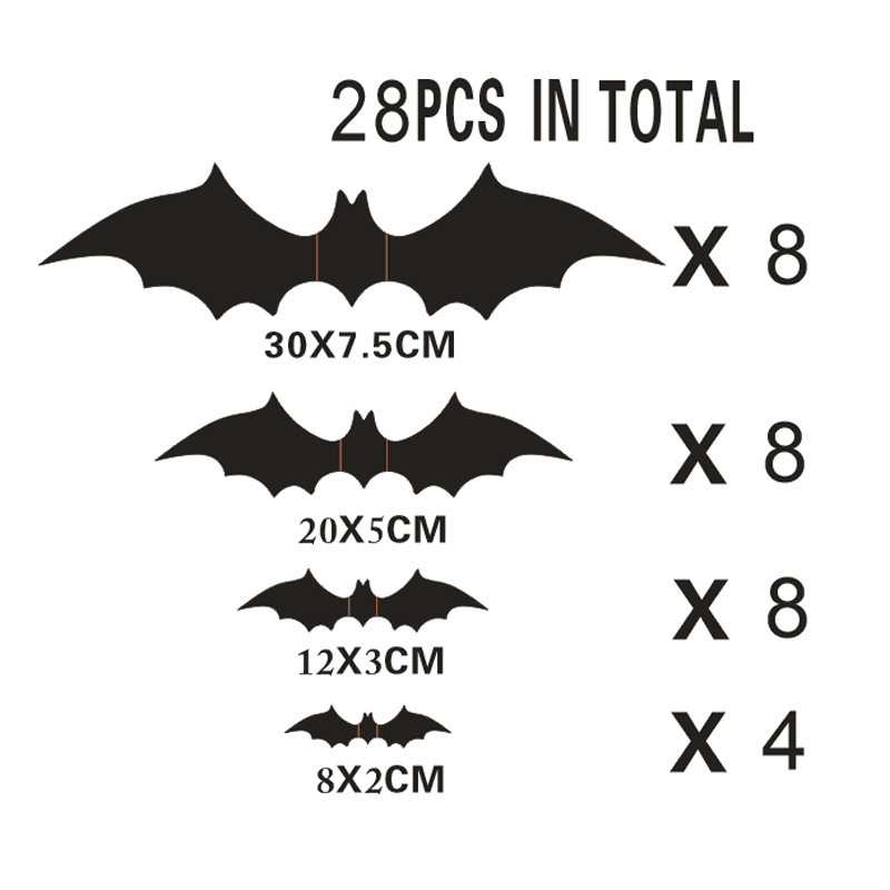 Hot Selling PVC Halloween 3d Bat Wall Stickers Sets Halloween Bat Decorations