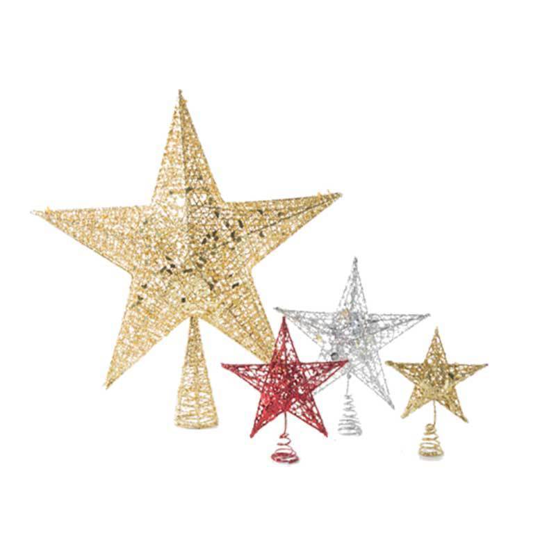 Christmas Tree Top Star With Light Metal Glitter Led Christmas Tree Topper Decorative Stars