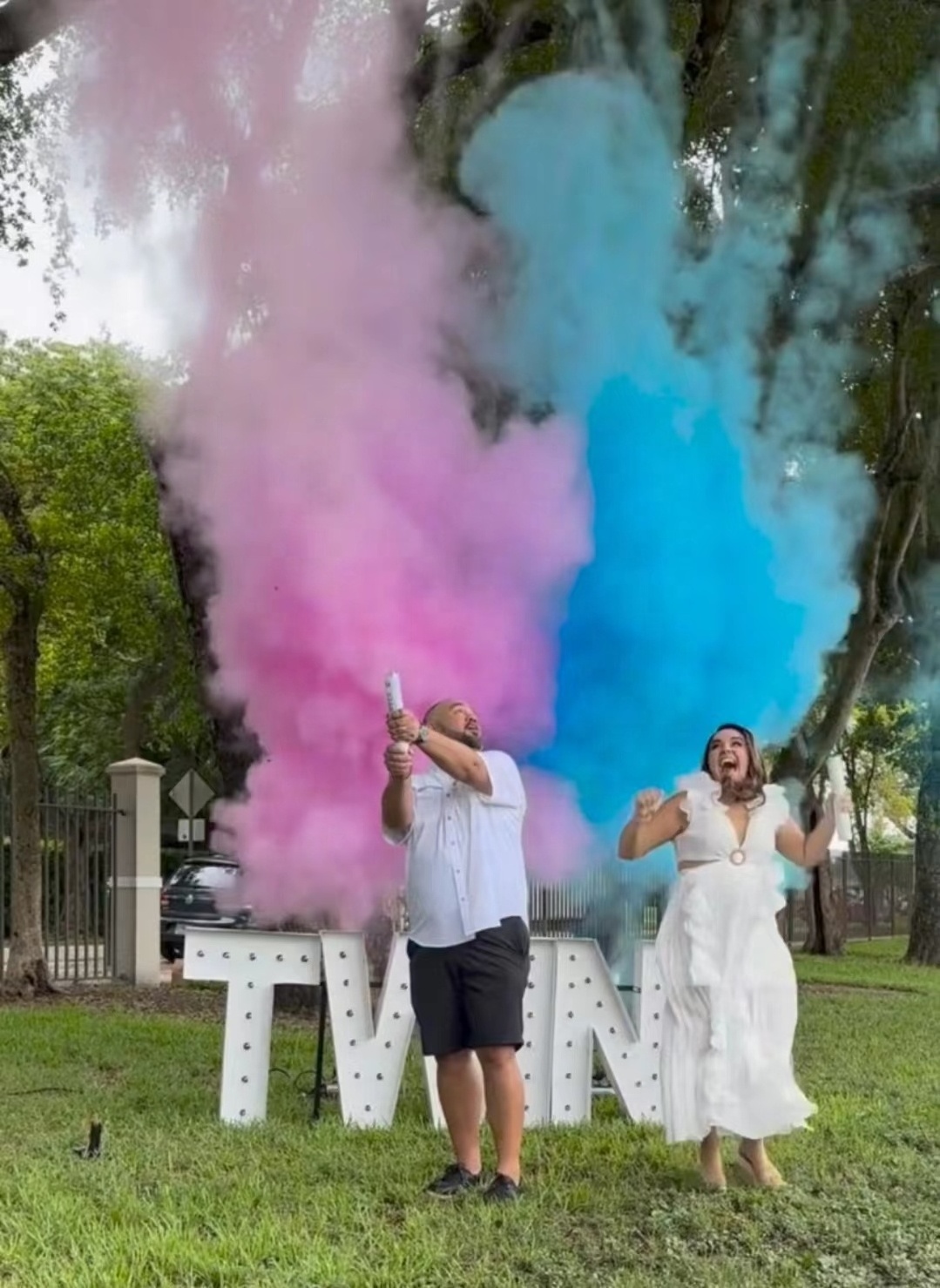 Electronic Remote Control Gender Reveal Smoke Machine Powder Fireworks Outdoor Party Props Colorful Confetti Cannon Machine