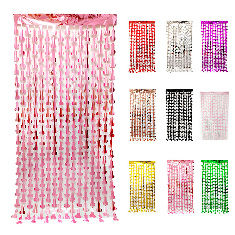 Popular Quirky Penis Styling Foil Curtains Background Bachelor Hen Party Decorations Props