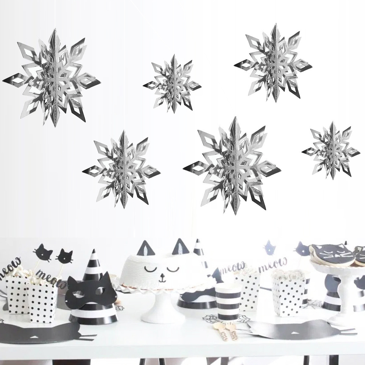 Christmas Hanging Decorations 3D White Snowflake Paper Garland For Christmas New Year Winter Home Party Decoration