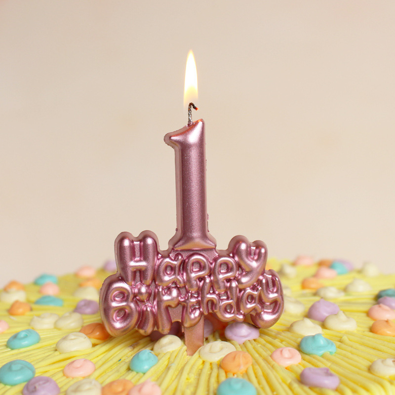 New Gold-plated Color 0-9 Number Letters Happy Birthday Candles Creative Kids Week-old Cake Topper Birthday Fire Candle