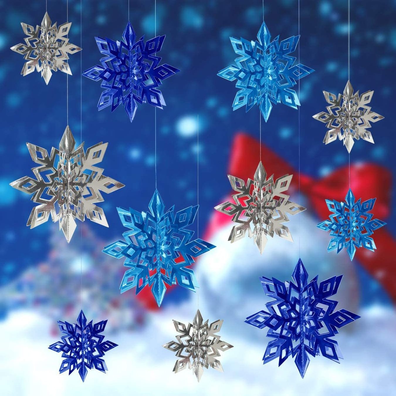 Christmas Hanging Decorations 3D White Snowflake Paper Garland For Christmas New Year Winter Home Party Decoration