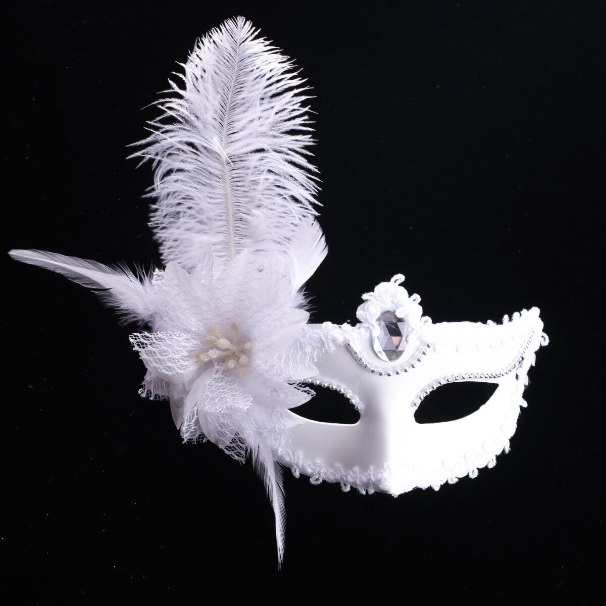 2023 Wholesale Costume Masks Women Lady Princess Venetian Mardi Gras Masquerade Party White Feather Masks