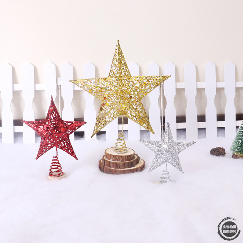 Christmas Tree Top Star With Light Metal Glitter Led Christmas Tree Topper Decorative Stars