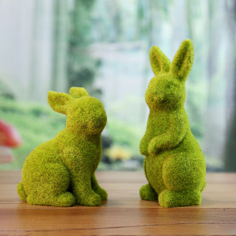 2023 New Artificial Plant Green Flocking Easter Bunny High Quality Easter Garden Decorations