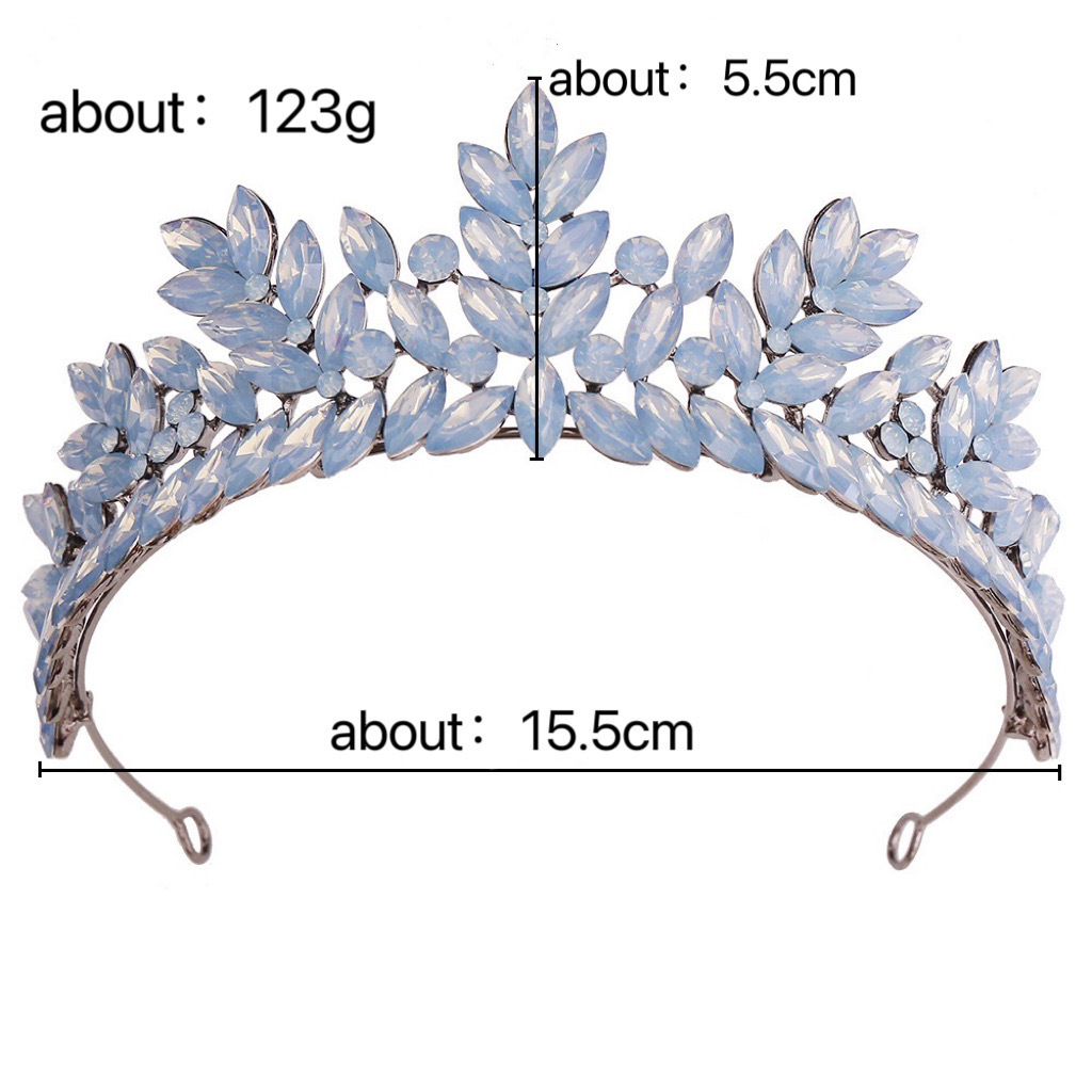 Wholesale cheap fashion pageant luxury romantic baroque forest crystal jelly leaves opal stone tiaras royal queen bridal crowns