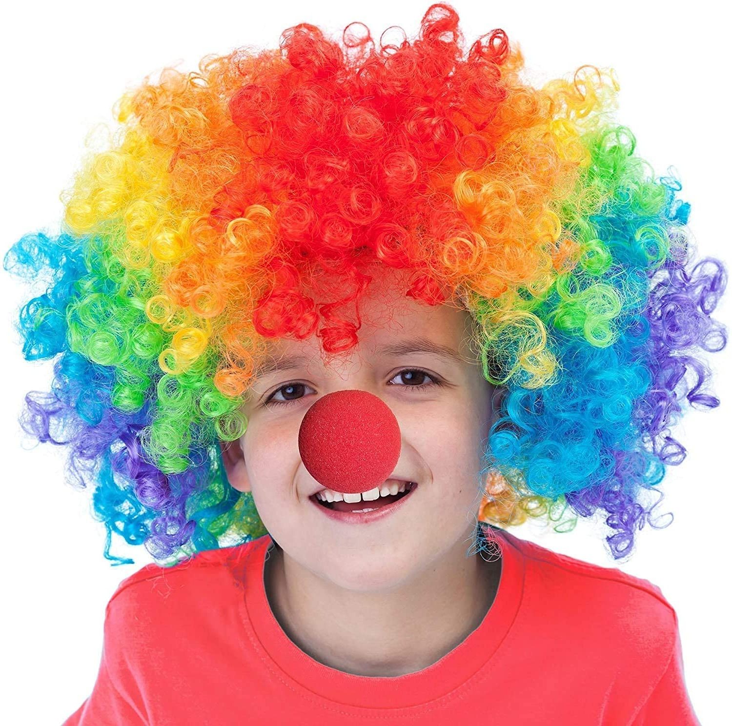 Short Clown Disco Party Wig Colorful Afro Hippy Football Fans Wig Halloween Costume Cosplay Wig Hairpieces for Women and Men